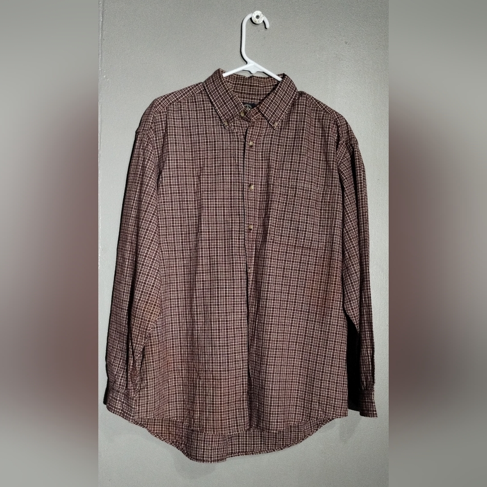 Dockers Brown Checkered Casual Button Down Shirt